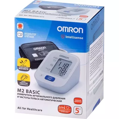 Тонометр Omron М2 Basic ALRU с адаптером автоматический на плечо