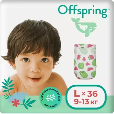 Подгузники Offspring L, 36 шт