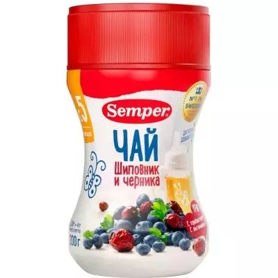 Чай Semper шиповник, черника с 5 месяцев 200 мл 1 шт