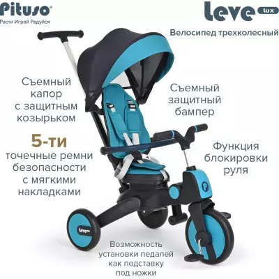 Трёхколёсный велосипед Pituso Lux S03-2 синий