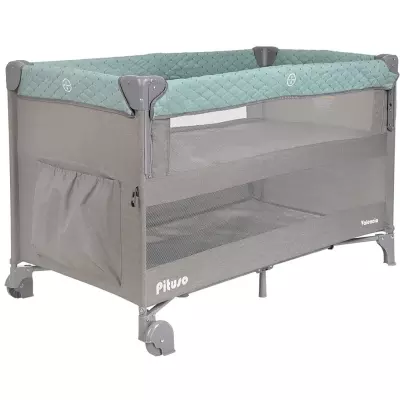 Манеж-кровать Pituso Valencia BS02-2-Mint grey-9785820478, серый, зеленый