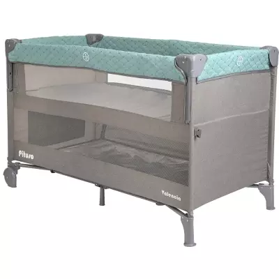 Манеж-кровать Pituso Valencia BS02-2-Mint grey-9785820478, серый, зеленый