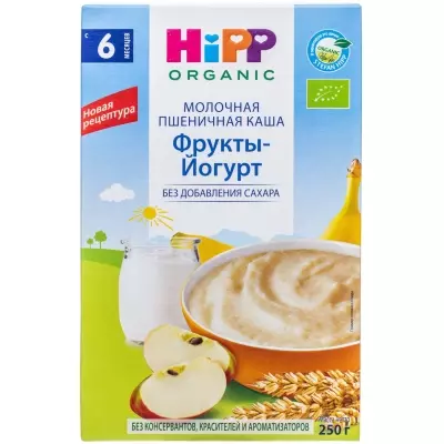 Молочная пшеничная каша HIPP Фрукты-Йогурт, 250 г