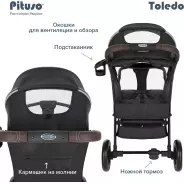Коляска прогулочная Pituso Toledo, черный